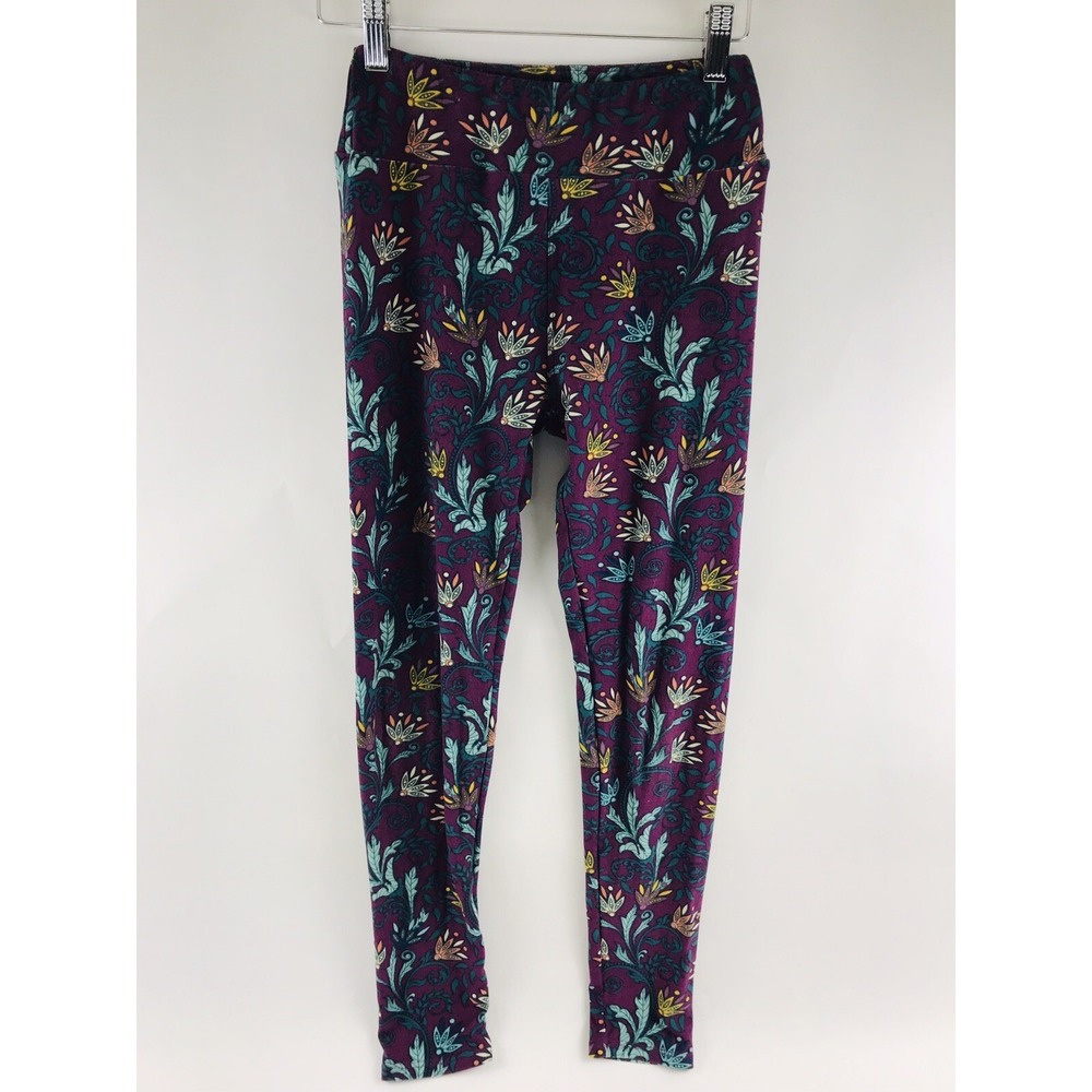 LuLaRoe Yoga Pants Women's One Size Floral Multicolor Flower High Rise Stretch